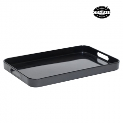 Large Melamine Tray with Side Handles Black